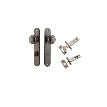 Cambridge Knob - Oval Backplate Privacy Kit with Privacy Turn