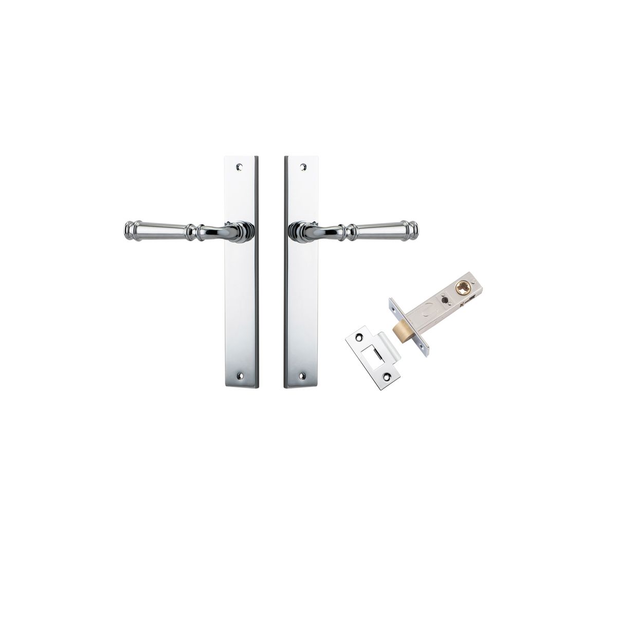 11706KPASS60 - Verona Lever - Rectangular Backplate Passage Kit - Polished Chrome - Passage