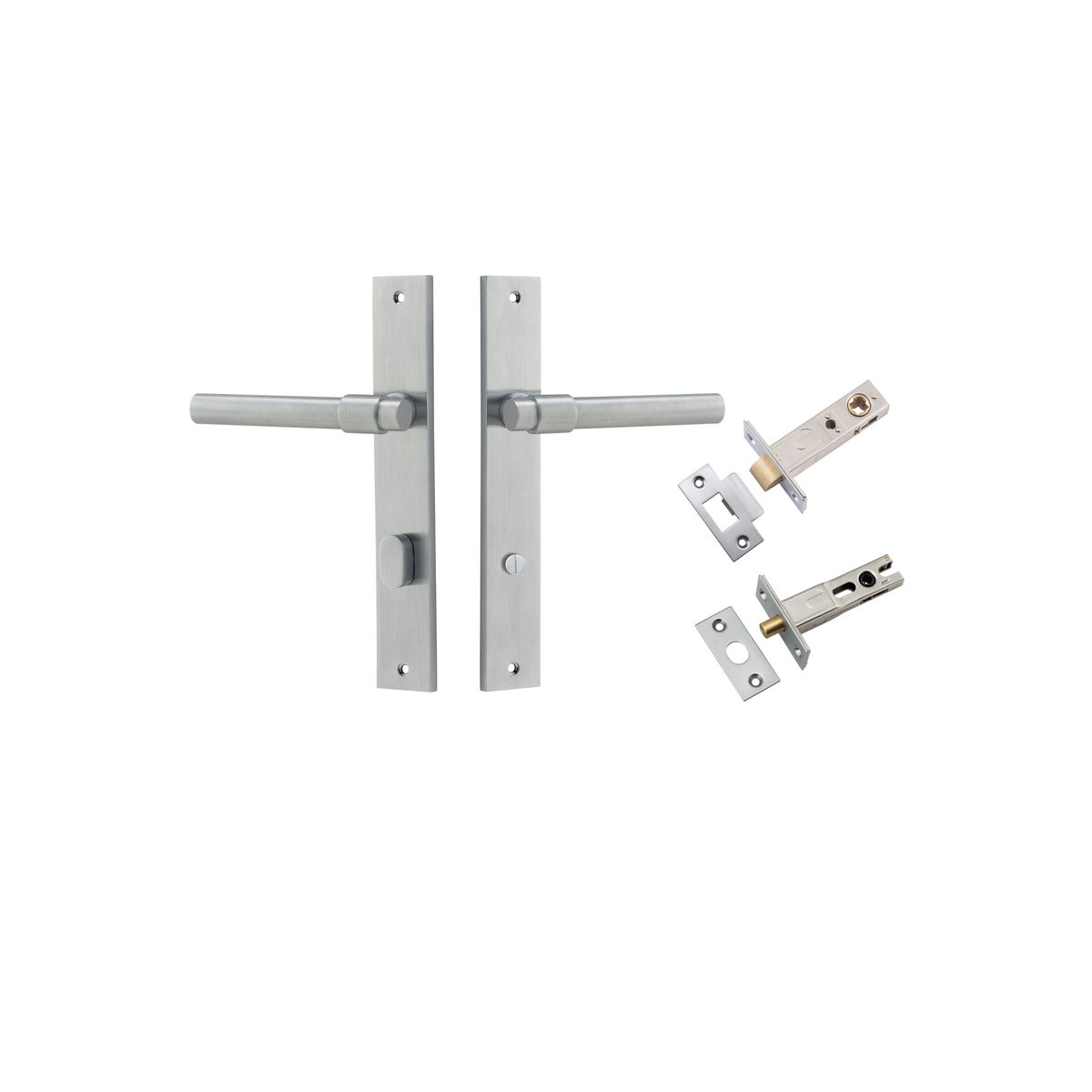 12396KPRIV60 - Helsinki Lever - Rectangular Backplate Privacy Kit with Privacy Turn - Brushed Chrome - Privacy