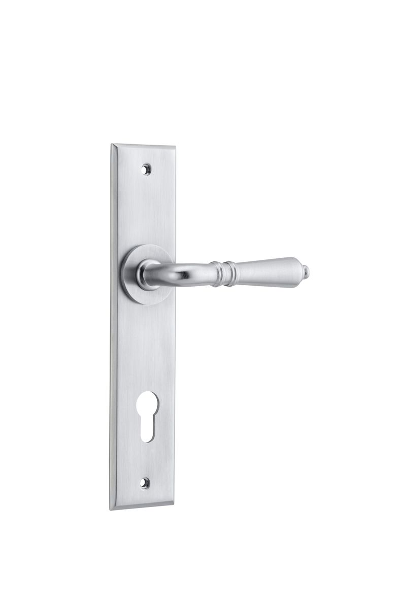 12280E85 - Sarlat Lever - Chamfered Backplate - Brushed Chrome - Entrance