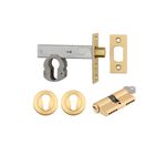 22555K70KKER - Euro Mortice Deadbolt Kit - 70mm Backset with Round Euro Escutcheon Key/Key - Brushed Brass - Entrance