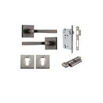 0397KENTR60KT - Annecy Lever - Square Rose Entrance Kit with Separate High Security Lock - Distressed Nickel - Entrance