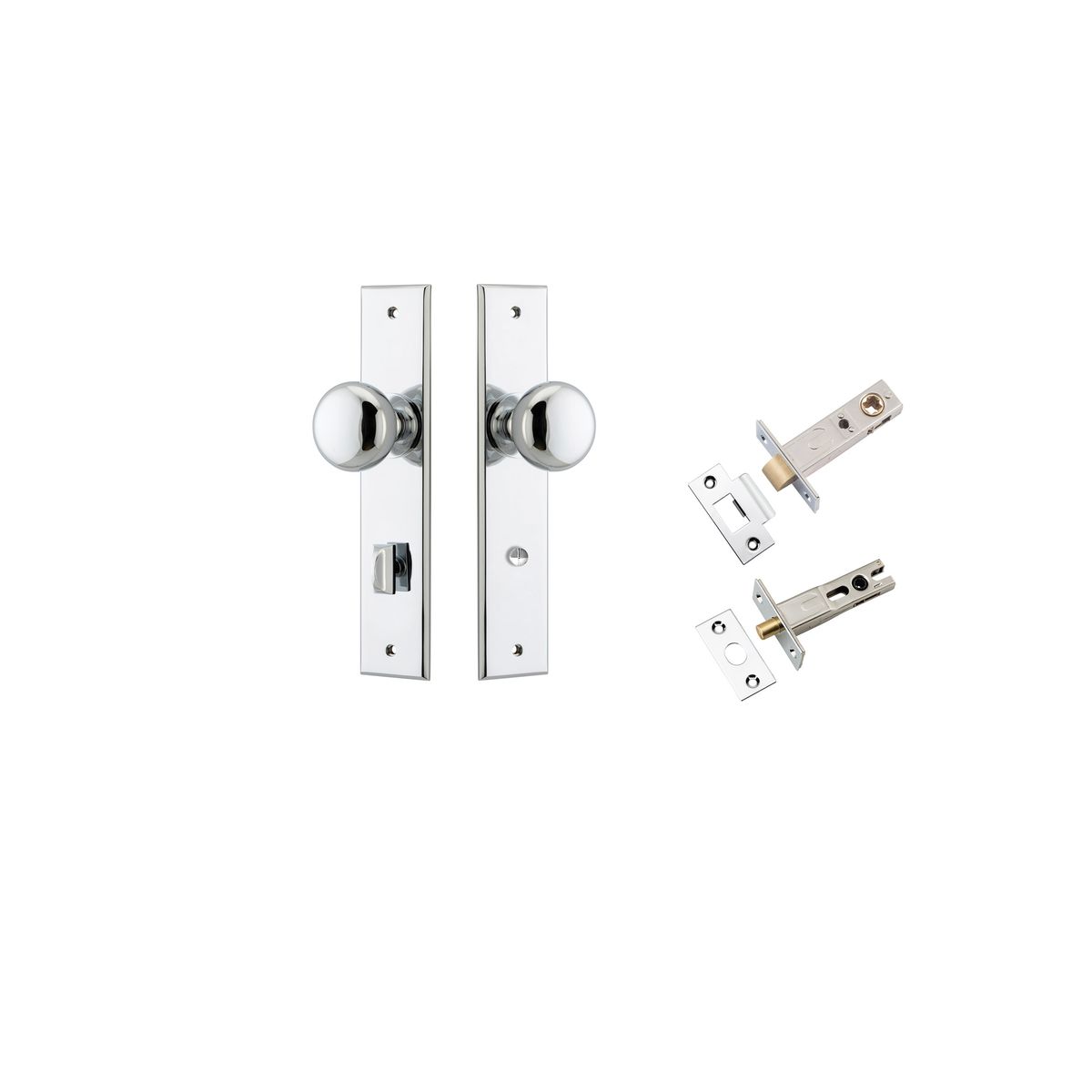 11946KPRIV60 - Cambridge Knob - Chamfered Backplate Privacy Kit with Privacy Turn - Polished Chrome - Privacy