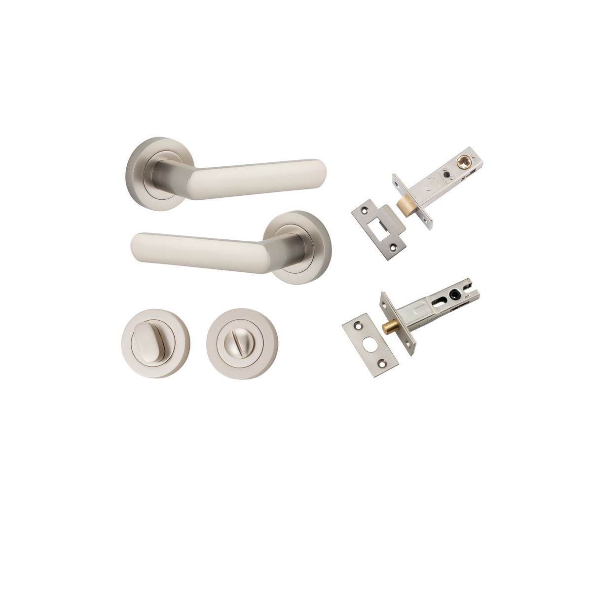 20779KPRIV60 - Osaka Lever - Round Rose Privacy Kit with Separate Privacy Turn - Satin Nickel - Privacy