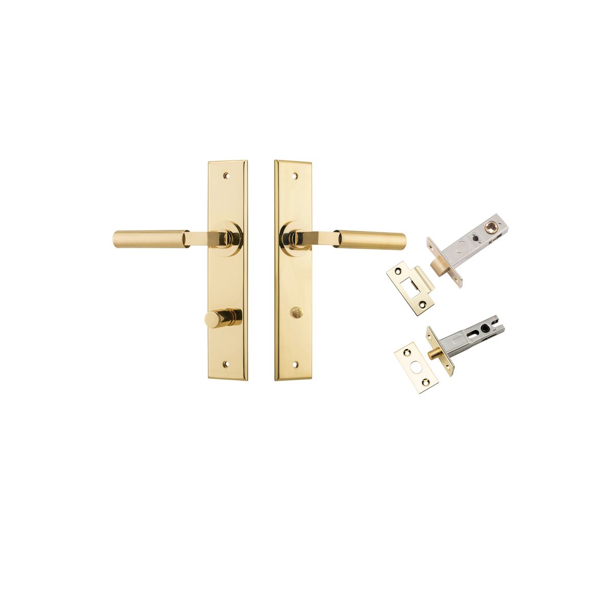 10294KPRIV60 - Berlin Lever - Chamfered Backplate Privacy Kit - Polished Brass - Privacy