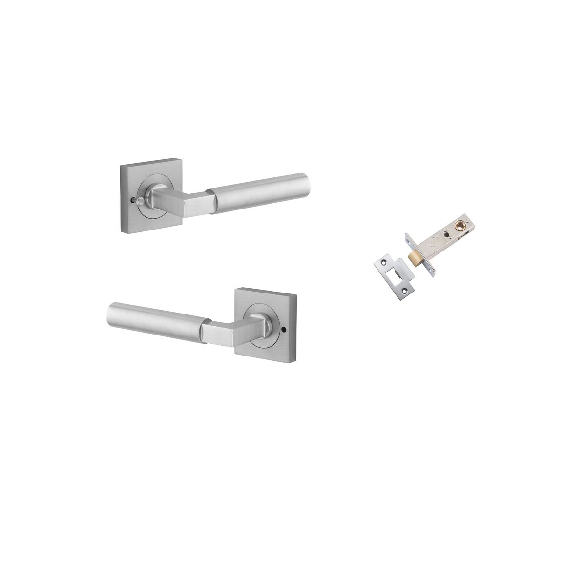 0415KIBPRIV60 - Berlin Lever - Square Rose Privacy Kit (Inbuilt Privacy) - Brushed Chrome - Privacy