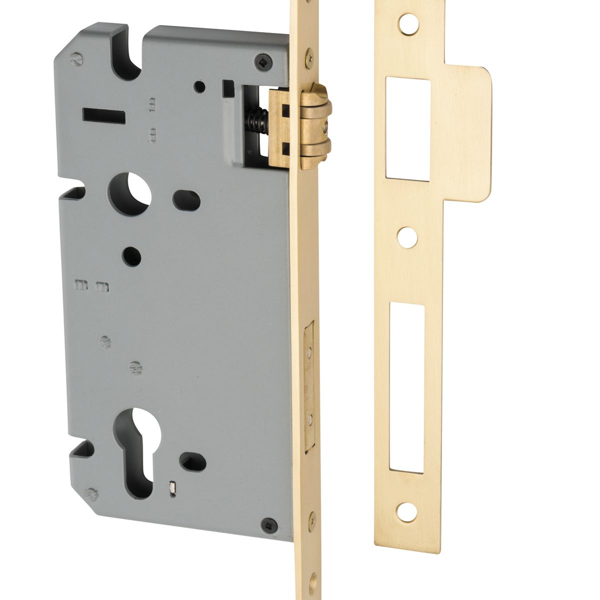 17166 - 85mm Euro Roller Mortice Lock - 60mm Backset - Brushed Gold PVD