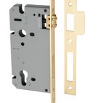 17166 - 85mm Euro Roller Mortice Lock - 60mm Backset - Brushed Gold PVD