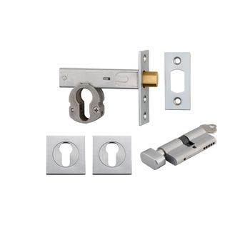 Euro Mortice Deadbolt Kit - 60mm Backset with Square Euro Escutcheon Key/Thumb