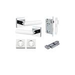 21184KENTR60KT - Osaka Lever - Square Rose Entrance Kit with Separate High Security Lock - Polished Chrome - Entrance