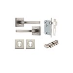 0399KENTR60KT - Annecy Lever - Square Rose Entrance Kit with Separate High Security Lock - Satin Nickel - Entrance