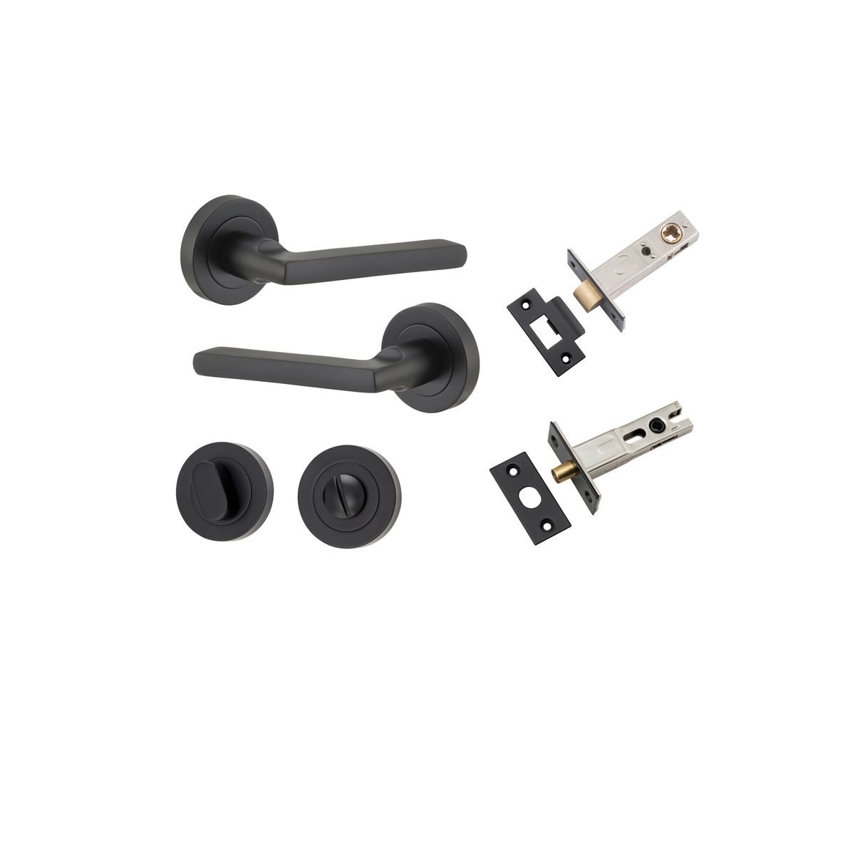 9213KPRIV60 - Baltimore Lever - Round Rose Privacy Kit with Separate Privacy Turn - Matt Black - Privacy