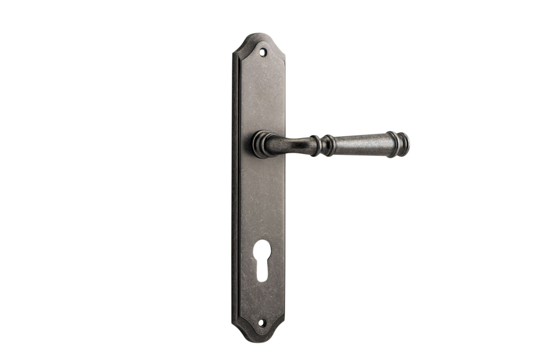 13718E85 - Verona Lever - Shouldered Backplate - Distressed Nickel - Entrance