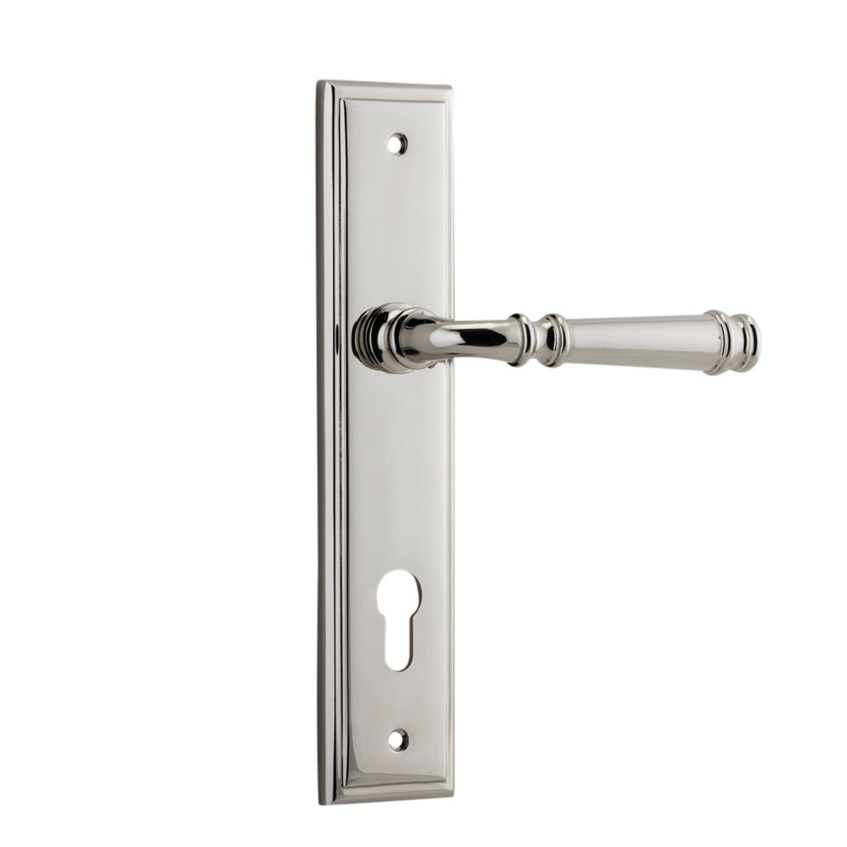 14242E85 - Verona Lever - Stepped Backplate - Polished Nickel - Entrance