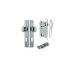 12322KENTR60KT - Cambridge Knob - Rectangular Backplate Entrance Kit with High Security Lock - Brushed Chrome - Entrance