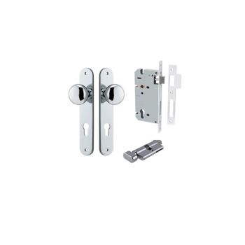 Cambridge Knob - Oval Backplate Entrance Kit with High Security Lock