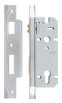 6064 - Rebated 85mm Euro Roller Mortice Locks - 45mm Backset - Brushed Chrome