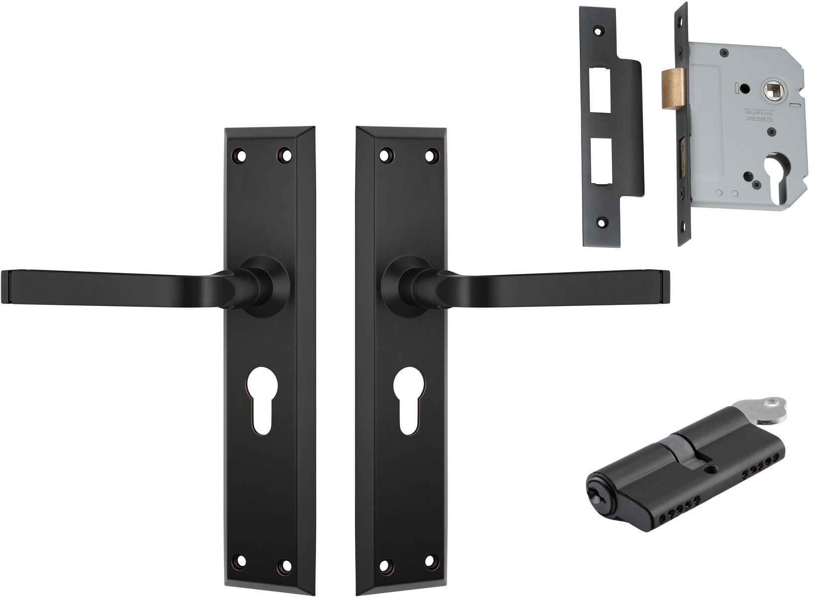 Menton Lever - Long Backplate Entrance Set with High Security Lock