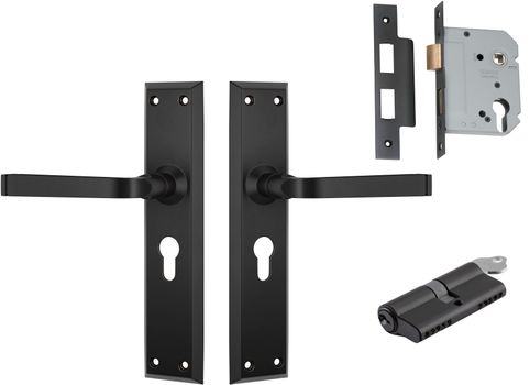 Menton Lever - Long Backplate Entrance Set with High Security Lock