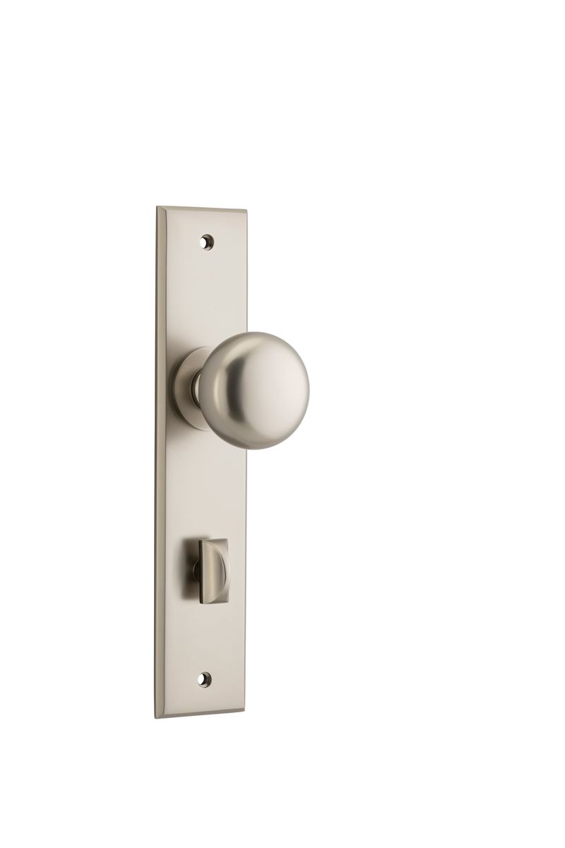 14946P85 - Cambridge Knob - Chamfered Backplate - Satin Nickel - Privacy