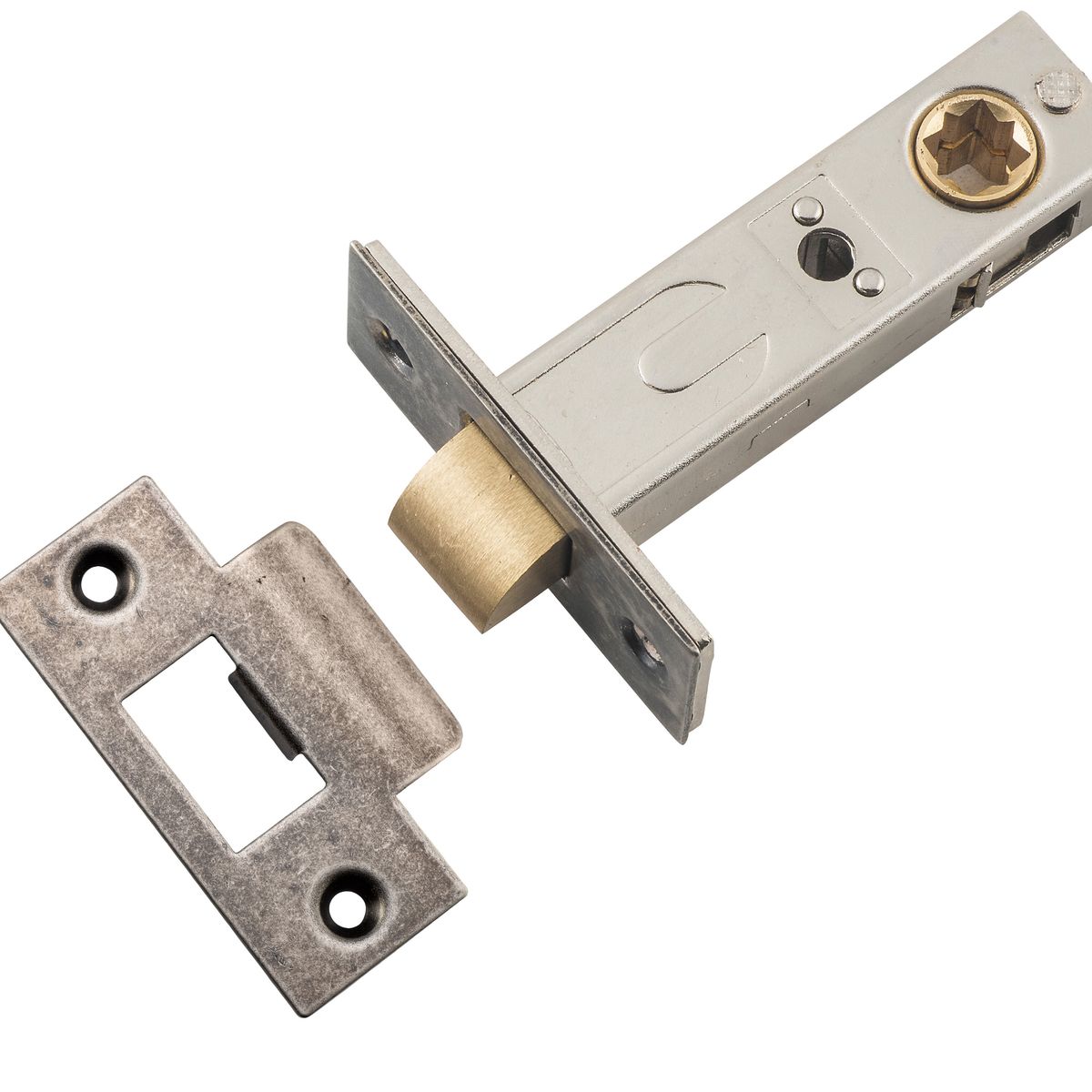 21502 - Hard Sprung Split Cam Tube Latch - 60mm Backset - Distressed Nickel