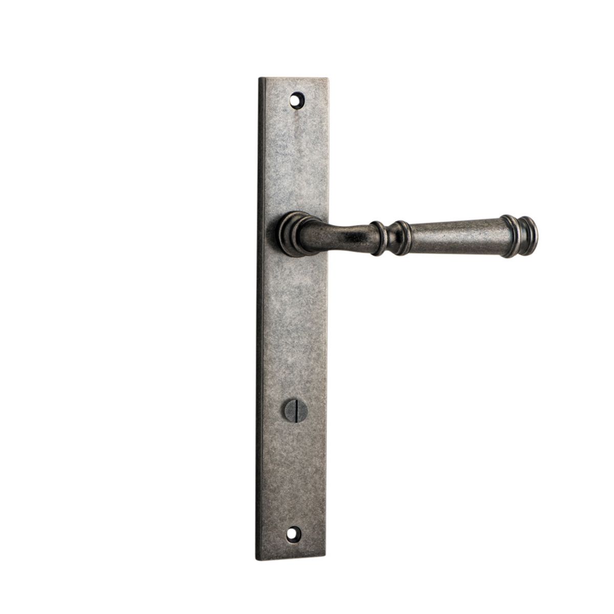 13706P85 - Verona Lever - Rectangular Backplate - Distressed Nickel - Privacy
