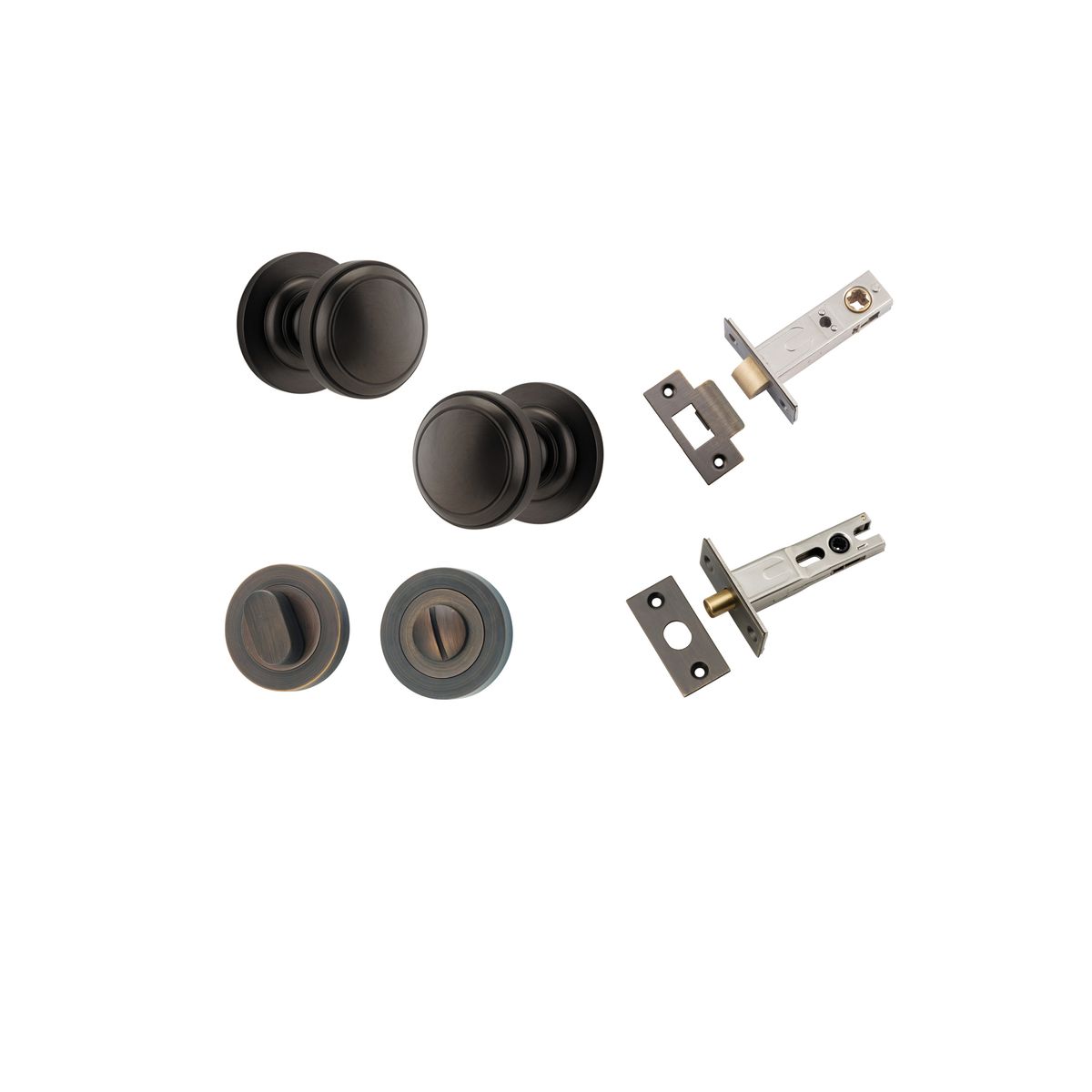 0211KPRIV60 - Paddington Knob - Round Rose Privacy Kit with Separate Privacy Turn - Signature Brass - Privacy