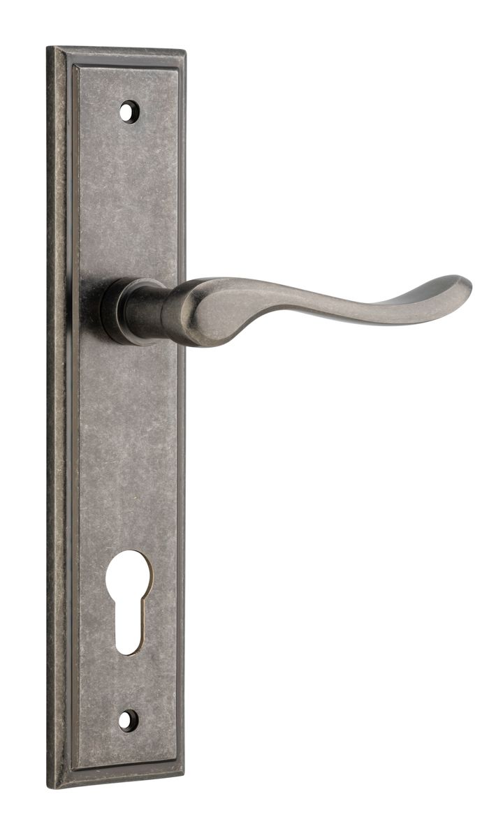 13926E85 - Stirling Lever - Stepped Backplate - Distressed Nickel - Entrance
