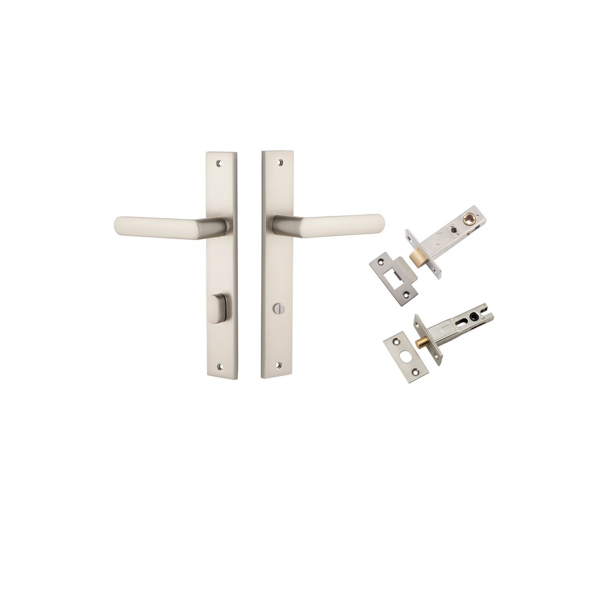 14860KPRIV60 - Osaka Lever - Rectangular Backplate Privacy Kit with Privacy Turn - Satin Nickel - Privacy