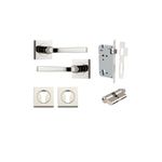 0398KENTR60KK - Annecy Lever - Square Rose Entrance Kit with Separate High Security Lock - Polished Nickel - Entrance