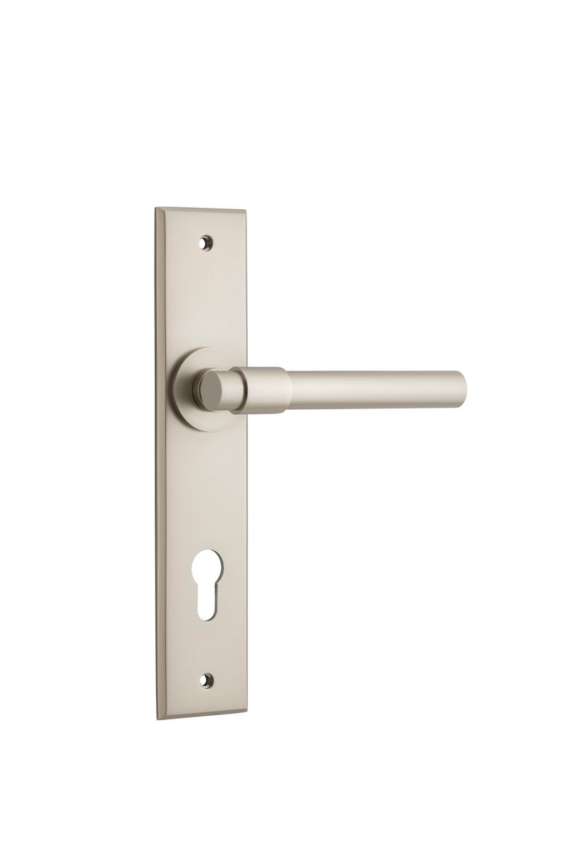 14904E85 - Helsinki Lever - Chamfered Backplate - Satin Nickel - Entrance