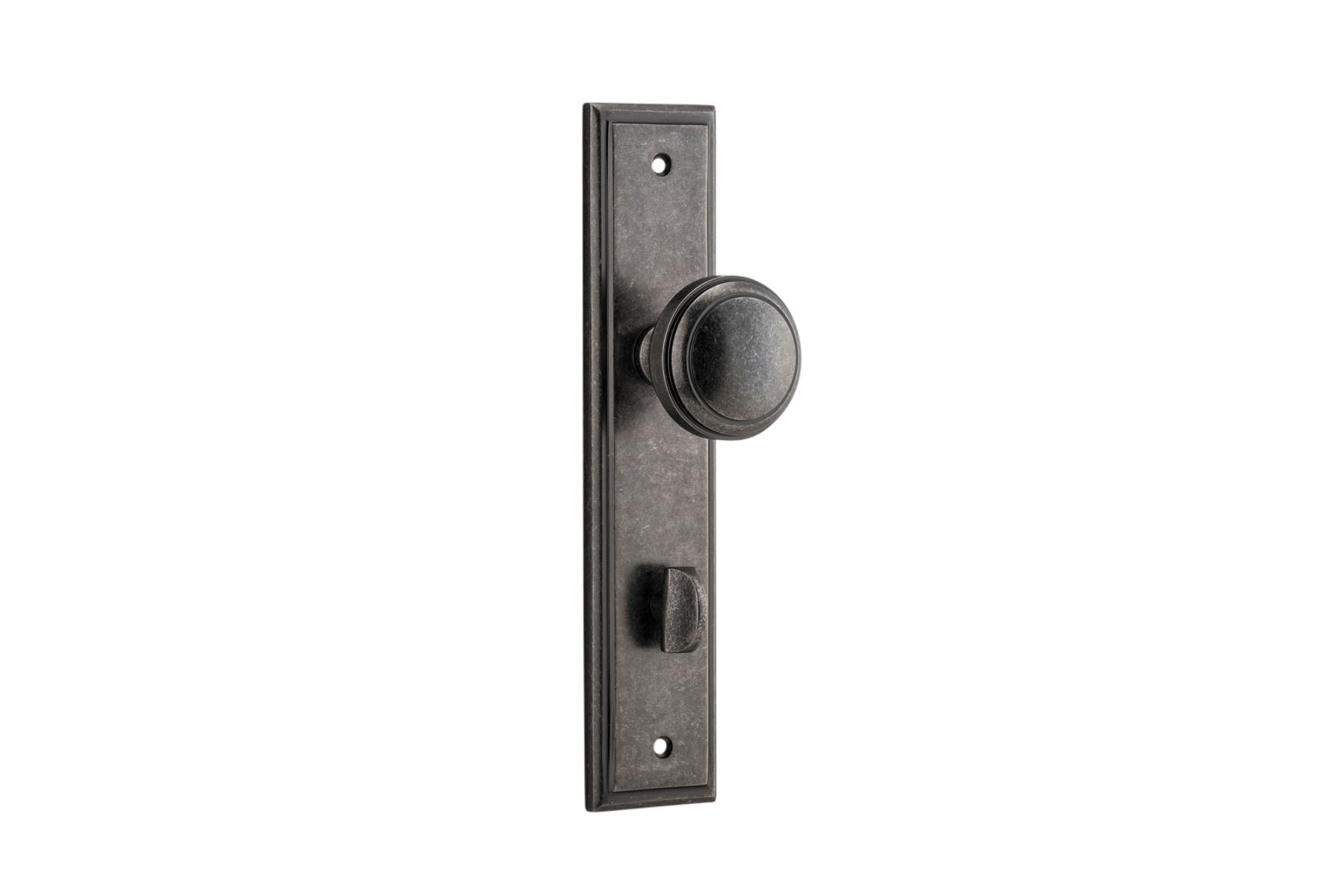 13838P85 - Paddington Knob - Stepped Backplate - Distressed Nickel - Privacy