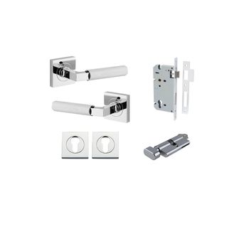 Brunswick Lever - Square Rose Entrance Kit with High Security Lock