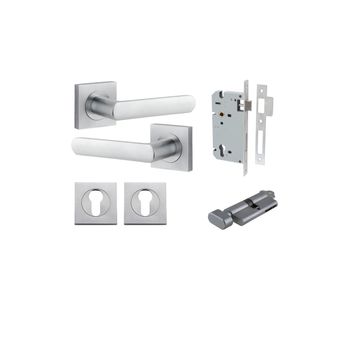 Osaka Lever - Square Rose Entrance Kit with Separate High Security Lock