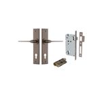 10758KENTR60KK - Como Lever - Chamfered Backplate Entrance Kit with High Security Lock - Signature Brass - Entrance