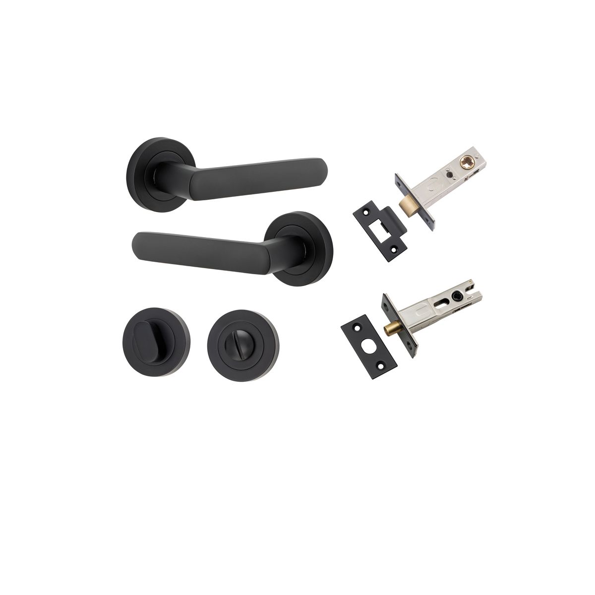20773KPRIV60 - Osaka Lever - Round Rose Privacy Kit with Separate Privacy Turn - Matt Black - Privacy