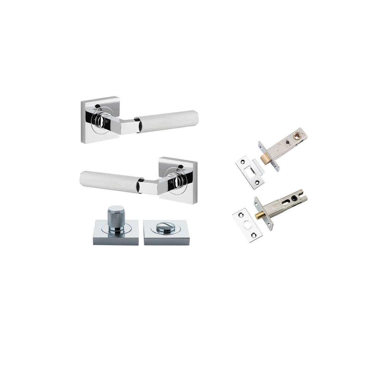 0424KPRIV60 - Brunswick Lever - Square Rose Privacy Kit - Polished Chrome - Privacy