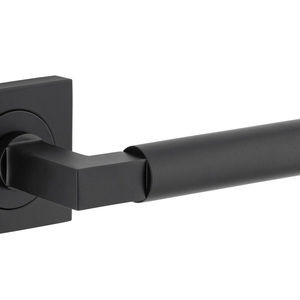 0413KIBPRIV60 - Berlin Lever - Square Rose Privacy Kit (Inbuilt Privacy) - Matt Black - Privacy