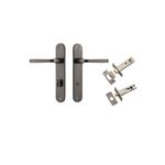 13732KPRIV60 - Annecy Lever - Oval Backplate Privacy Kit with Privacy Turn - Distressed Nickel - Privacy
