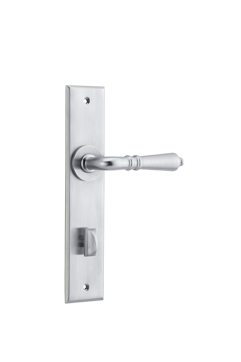 12280P85 - Sarlat Lever - Chamfered Backplate - Brushed Chrome - Privacy