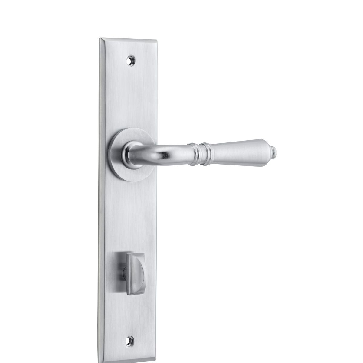 12280P85 - Sarlat Lever - Chamfered Backplate - Brushed Chrome - Privacy