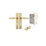16350KENTR60KK - Berlin Lever - Rectangular Backplate Entrance Kit with High Security Lock - Brushed Gold PVD - Entrance