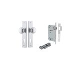 12446KENTR60KT - Cambridge Knob - Chamfered Backplate Entrance Kit with High Security Lock - Brushed Chrome - Entrance