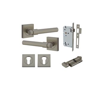 Helsinki Lever - Square Rose Entrance Kit with Separate High Security Lock
