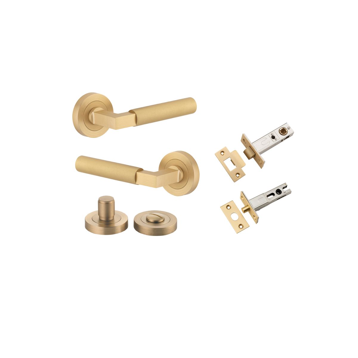 0453KPRIV60 - Berlin Lever - Round Rose Privacy Kit - Brushed Brass - Privacy