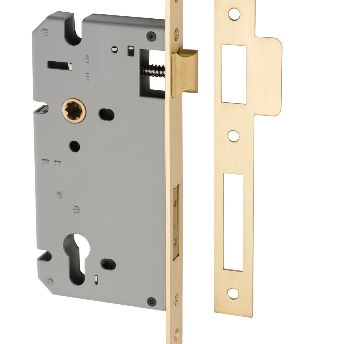 17163 - 85mm Euro Mortice Locks - 60mm Backset - Brushed Gold PVD