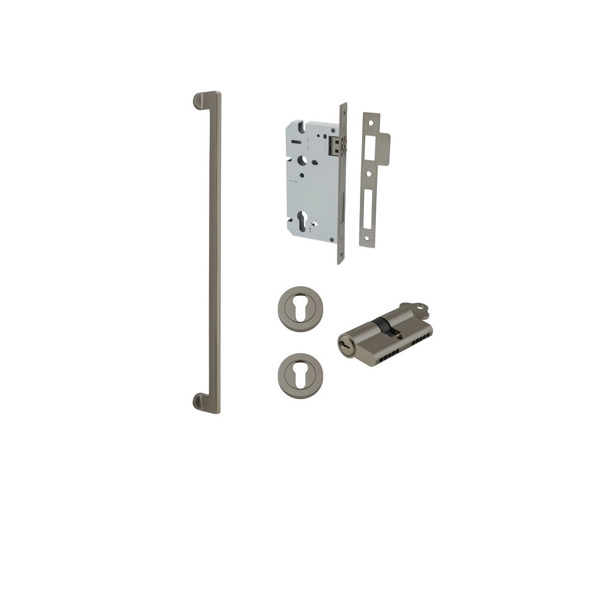 16930KENTR60KK - Baltimore Pull Handle - 600mm Entrance Kit with Separate High Security Lock - Graphite PVD - Entrance