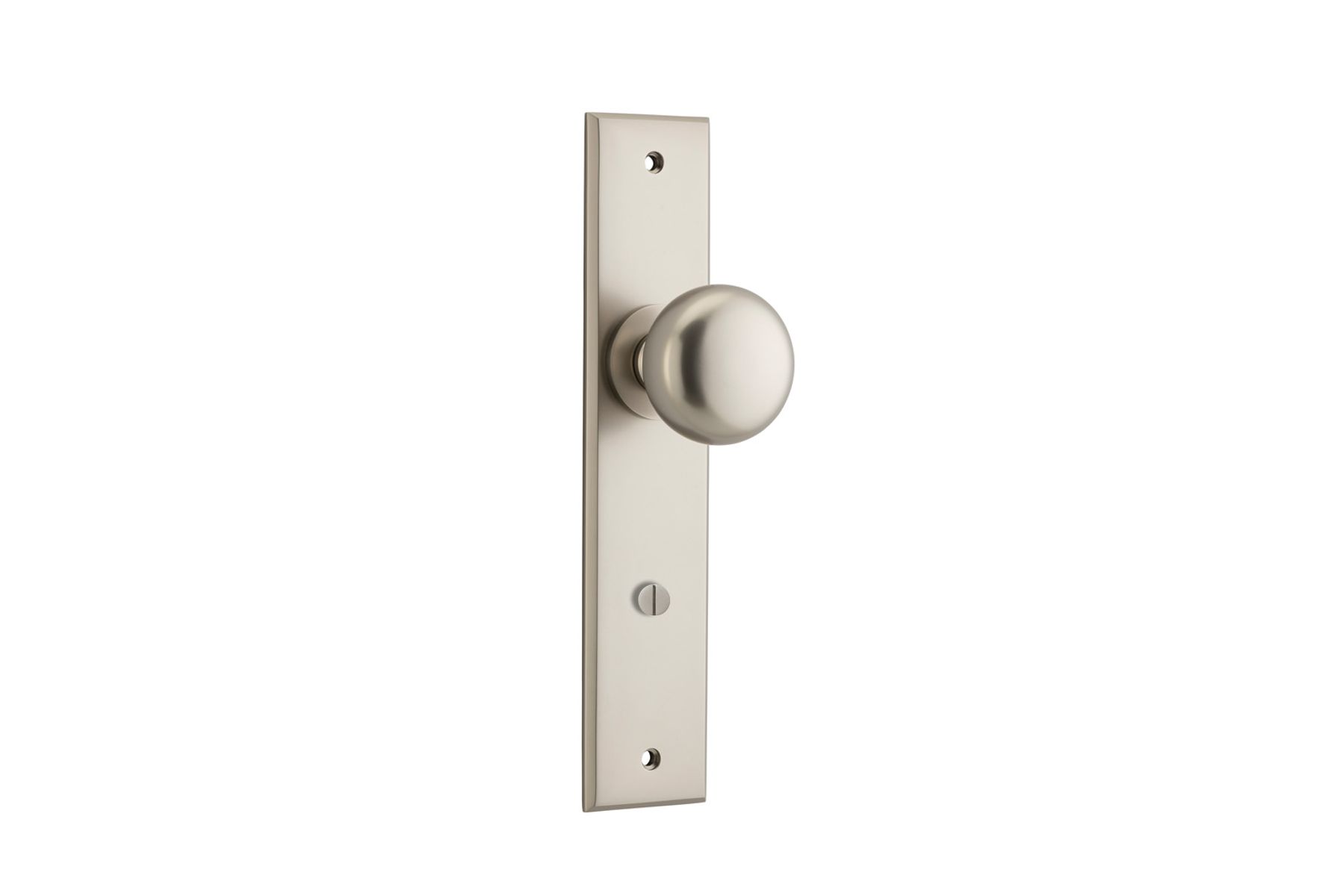 14946P85 - Cambridge Knob - Chamfered Backplate - Satin Nickel - Privacy