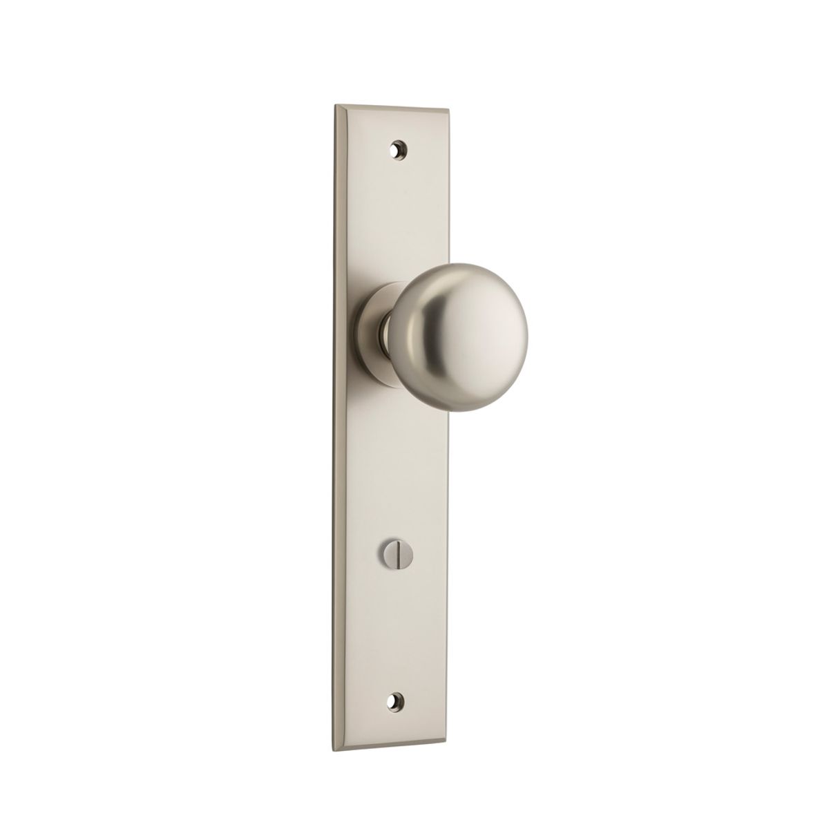 14946P85 - Cambridge Knob - Chamfered Backplate - Satin Nickel - Privacy