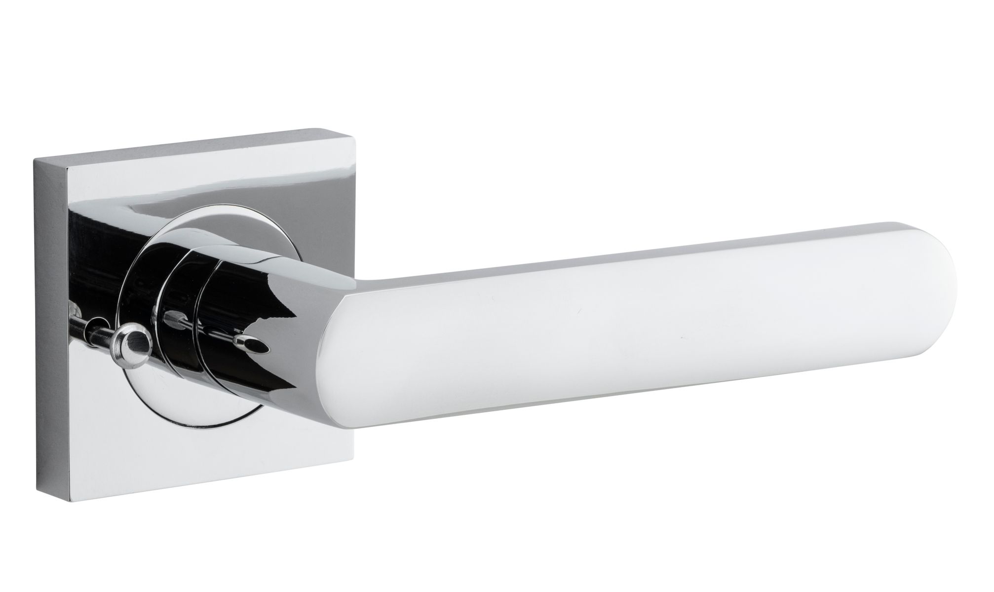 21184KIBPRIV60 - Osaka Lever - Square Rose (Inbuilt Privacy) - Polished Chrome - Privacy